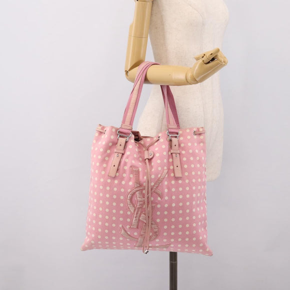 SAINT LAURENT Kahala Tote Bag Canvas Pink Silver 121631 Auth BA15529A