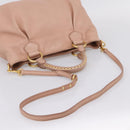 Miu Miu Tote Bag Leather 2way Pink Gold Tone Auth BA15531-9