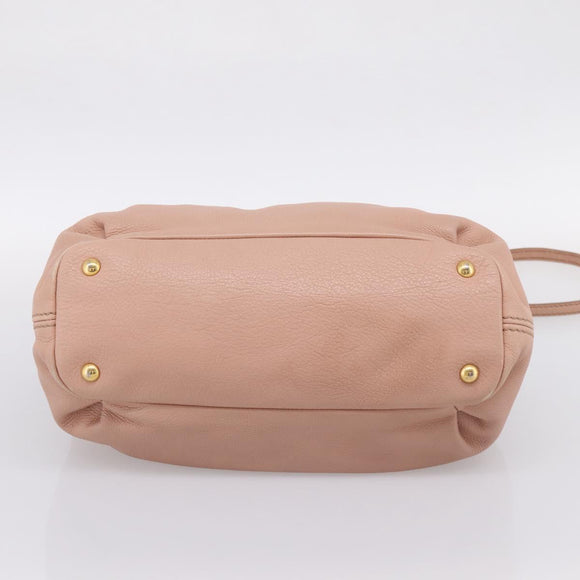 Miu Miu Tote Bag Leather 2way Pink Gold Tone Auth BA15531