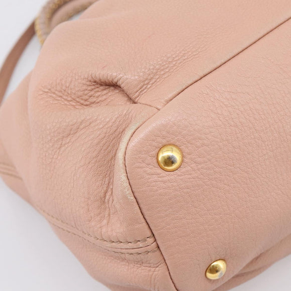 Miu Miu Tote Bag Leather 2way Pink Gold Tone Auth BA15531