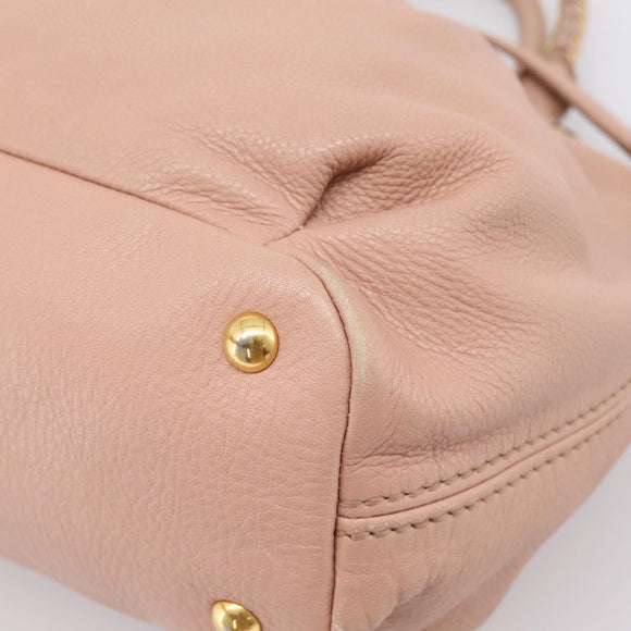 Miu Miu Tote Bag Leather 2way Pink Gold Tone Auth BA15531