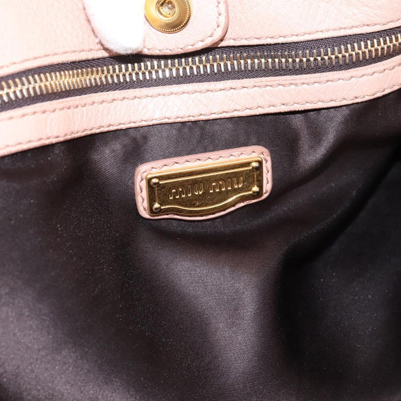 Miu Miu Tote Bag Leather 2way Pink Gold Tone Auth BA15531