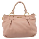 Miu Miu Tote Bag Leather 2way Pink Gold Tone Auth BA15531-13