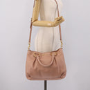 Miu Miu Tote Bag Leather 2way Pink Gold Tone Auth BA15531-25