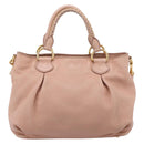 Miu Miu Tote Bag Leather 2way Pink Gold Tone Auth BA15531-2