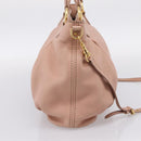 Miu Miu Tote Bag Leather 2way Pink Gold Tone Auth BA15531-3