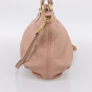 Miu Miu Tote Bag Leather 2way Pink Gold Tone Auth BA15531-4