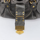 Miu Miu Hand Bag Leather Gray Gold Tone Auth BA15532V-10