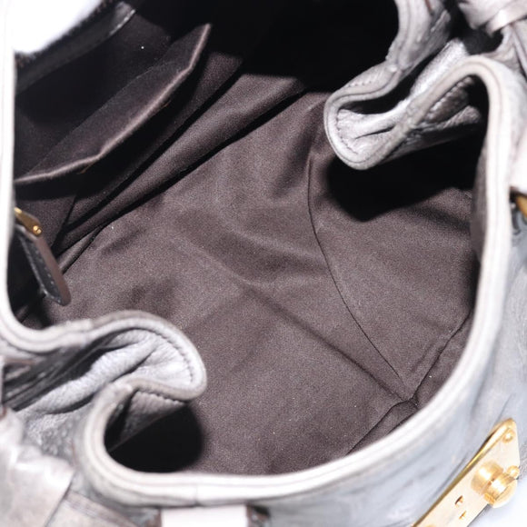 Miu Miu Hand Bag Leather Gray Gold Tone Auth BA15532V