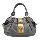 Miu Miu Hand Bag Leather Gray Gold Tone Auth BA15532V-13