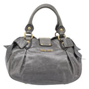 Miu Miu Hand Bag Leather Gray Gold Tone Auth BA15532V-2