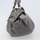 Miu Miu Hand Bag Leather Gray Gold Tone Auth BA15532V-3