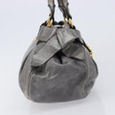 Miu Miu Hand Bag Leather Gray Gold Tone Auth BA15532V-4