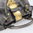 Miu Miu Hand Bag Leather Gray Gold Tone Auth BA15532V-6