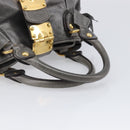 Miu Miu Hand Bag Leather Gray Gold Tone Auth BA15532V-7