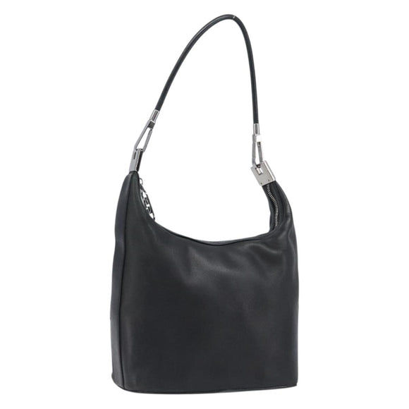 GUCCI Shoulder Bag Leather Black Silver 001 3814 Auth BA15533