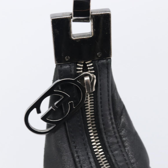 GUCCI Shoulder Bag Leather Black Silver 001 3814 Auth BA15533