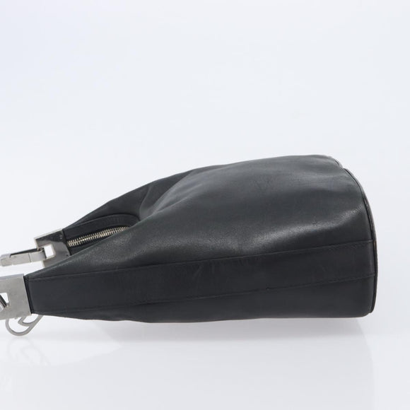 GUCCI Shoulder Bag Leather Black Silver 001 3814 Auth BA15533