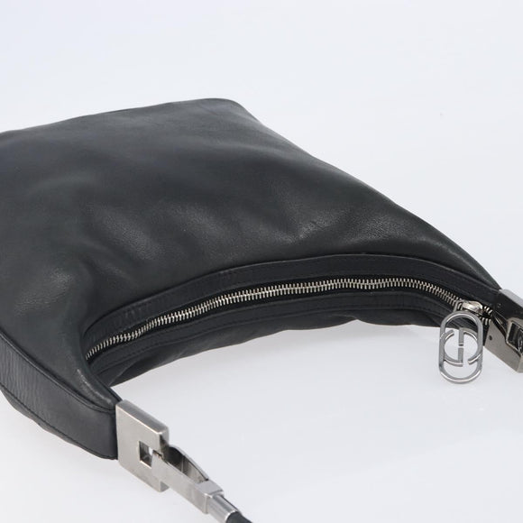 GUCCI Shoulder Bag Leather Black Silver 001 3814 Auth BA15533