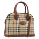 Burberrys Nova Check Hand Bag PVC Leather 2way Beige Gold Tone Auth BA15534-1
