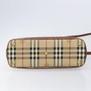 Burberrys Nova Check Hand Bag PVC Leather 2way Beige Gold Tone Auth BA15534-5
