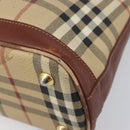 Burberrys Nova Check Hand Bag PVC Leather 2way Beige Gold Tone Auth BA15534-9