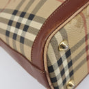 Burberrys Nova Check Hand Bag PVC Leather 2way Beige Gold Tone Auth BA15534-16