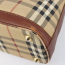 Burberrys Nova Check Hand Bag PVC Leather 2way Beige Gold Tone Auth BA15534-17