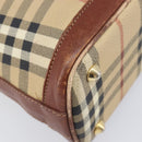 Burberrys Nova Check Hand Bag PVC Leather 2way Beige Gold Tone Auth BA15534-18