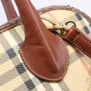 Burberrys Nova Check Hand Bag PVC Leather 2way Beige Gold Tone Auth BA15534-19