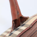 Burberrys Nova Check Hand Bag PVC Leather 2way Beige Gold Tone Auth BA15534-11