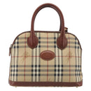 Burberrys Nova Check Hand Bag PVC Leather 2way Beige Gold Tone Auth BA15534-13