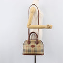 Burberrys Nova Check Hand Bag PVC Leather 2way Beige Gold Tone Auth BA15534-27