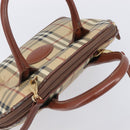 Burberrys Nova Check Hand Bag PVC Leather 2way Beige Gold Tone Auth BA15534-6