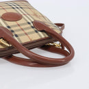 Burberrys Nova Check Hand Bag PVC Leather 2way Beige Gold Tone Auth BA15534-7