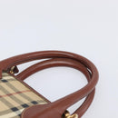 Burberrys Nova Check Hand Bag PVC Leather 2way Beige Gold Tone Auth BA15534-14