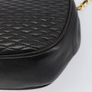 BALLY Chain Shoulder Bag Leather Black Gold Tone Auth BA15535-12