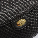 BALLY Chain Shoulder Bag Leather Black Gold Tone Auth BA15535-14