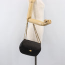 BALLY Chain Shoulder Bag Leather Black Gold Tone Auth BA15535-24