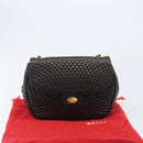 BALLY Chain Shoulder Bag Leather Black Gold Tone Auth BA15535-25