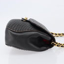 BALLY Chain Shoulder Bag Leather Black Gold Tone Auth BA15535-4
