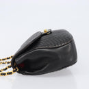 BALLY Chain Shoulder Bag Leather Black Gold Tone Auth BA15535-5