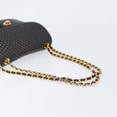BALLY Chain Shoulder Bag Leather Black Gold Tone Auth BA15535-7