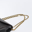 BALLY Chain Shoulder Bag Leather Black Gold Tone Auth BA15535-8
