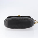 BALLY Chain Shoulder Bag Leather Black Gold Tone Auth BA15535-9
