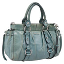 Miu Miu Hand Bag Leather 2way Light Blue Silver Auth BA15536A-1