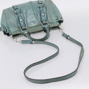 Miu Miu Hand Bag Leather 2way Light Blue Silver Auth BA15536A-9