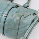 Miu Miu Hand Bag Leather 2way Light Blue Silver Auth BA15536A-18