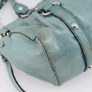 Miu Miu Hand Bag Leather 2way Light Blue Silver Auth BA15536A-10