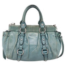Miu Miu Hand Bag Leather 2way Light Blue Silver Auth BA15536A-13